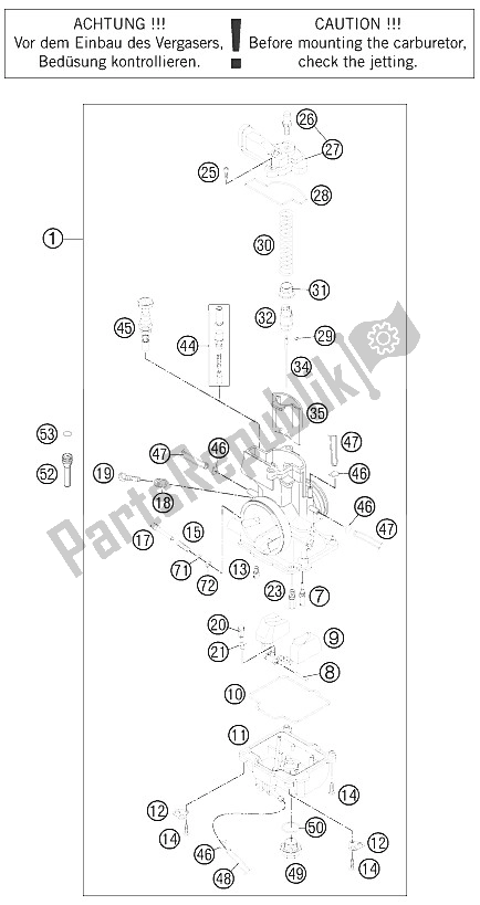 All parts for the Carburetor of the KTM 250 XC W USA 2012