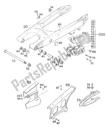 Tutte le parti per il Schwingarm, Kettensch. 250/300 del KTM 250 E XC Europe 1994