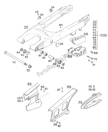 All parts for the Schwingarm,kettensch. 250/300 of the KTM 250 SX M O Europe 1994