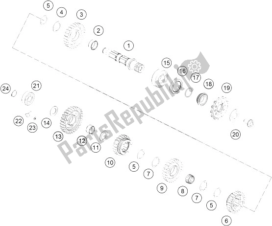 All parts for the Transmission Ii - Countershaft of the KTM 350 SX F Europe 2016