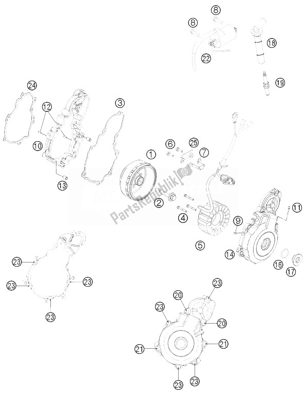 All parts for the Ignition System of the KTM 350 XCF W USA 2014