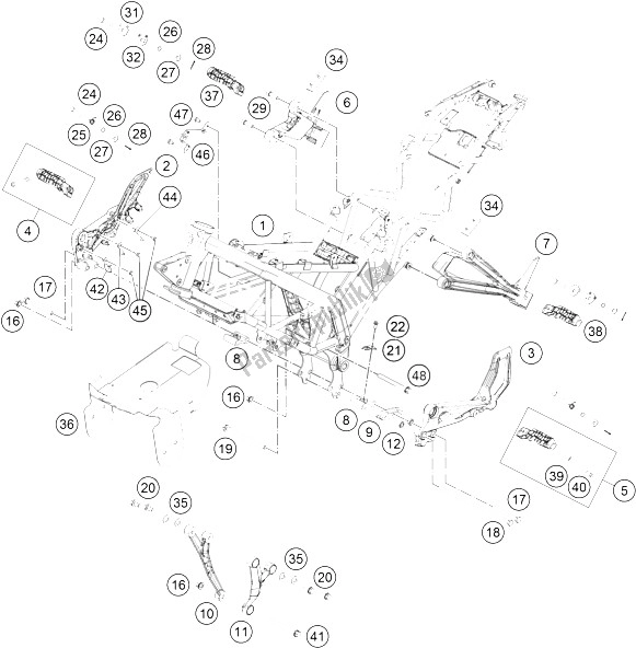 All parts for the Frame of the KTM RC 390 White ABS B D 15 Australia 2015