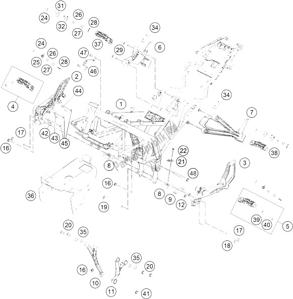 Todas las partes para Marco de KTM RC 390 White ABS Europe 2015