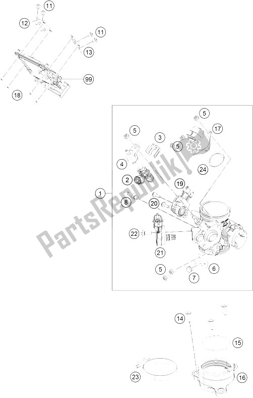 Toutes les pièces pour le Corps De Papillon du KTM RC 390 White ABS CKD 15 Thailand 2015