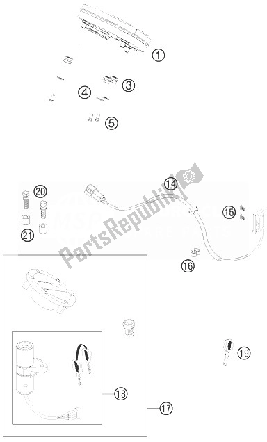 Todas as partes de Instrumentos / Sistema De Bloqueio do KTM 990 Super Duke R Australia United Kingdom 2013