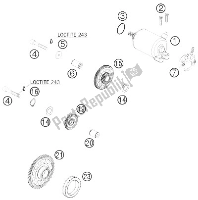 All parts for the Electric Starter of the KTM 450 XC W South Africa 2010