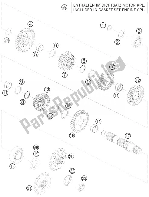 All parts for the Transmission Ii - Countershaft of the KTM 1190 RC8 White Europe 2010