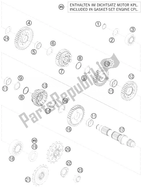 Tutte le parti per il Trasmissione Ii - Contralbero del KTM 1190 RC8 White USA 2010