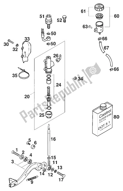 All parts for the Rear Brake Control Lc4'95 of the KTM 620 EGS WP 37 KW 20 LT Viol 95 Europe 1995