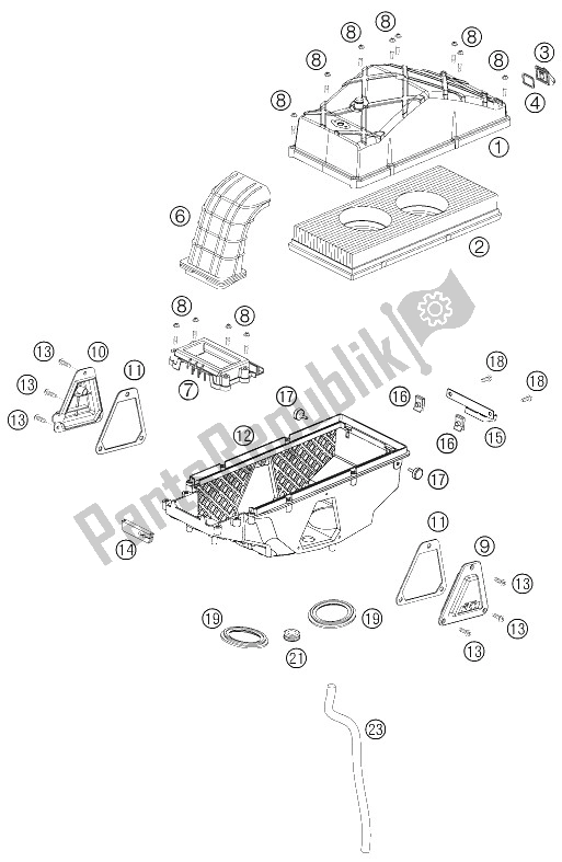 Todas las partes para Caja De Filtro De Aire de KTM 990 Adventure Orange ABS Australia United Kingdom 2006