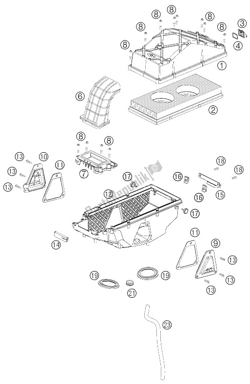 Toutes les pièces pour le Boîte De Filtre à Air du KTM 990 Adventure Orange ABS Europe 2006