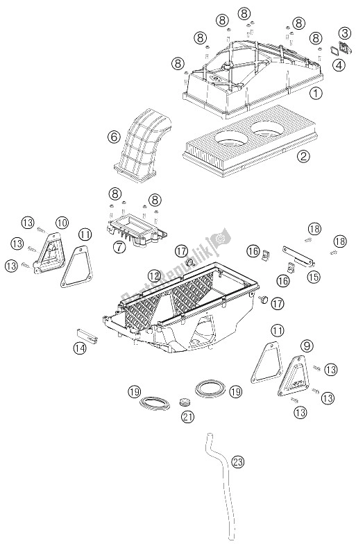 Wszystkie części do Skrzynka Filtra Powietrza KTM 990 Adventure S Europe 2006