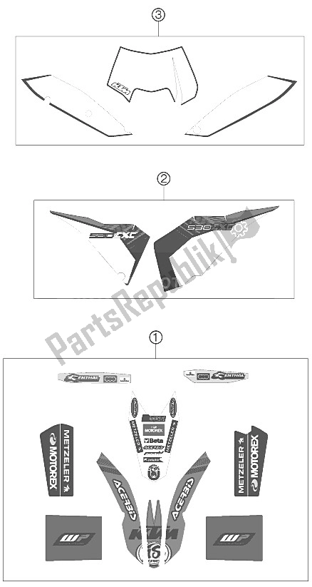 Toutes les pièces pour le Décalque du KTM 530 EXC Factory Edit Europe 2011