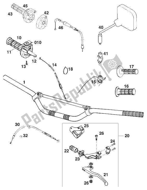 All parts for the Handle Bar - Controls 125-550 '95 of the KTM 125 EXC M O Europe 1996