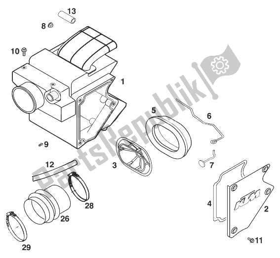Wszystkie części do Filtr Powietrza Duke '98 KTM 640 Duke E United Kingdom 1998