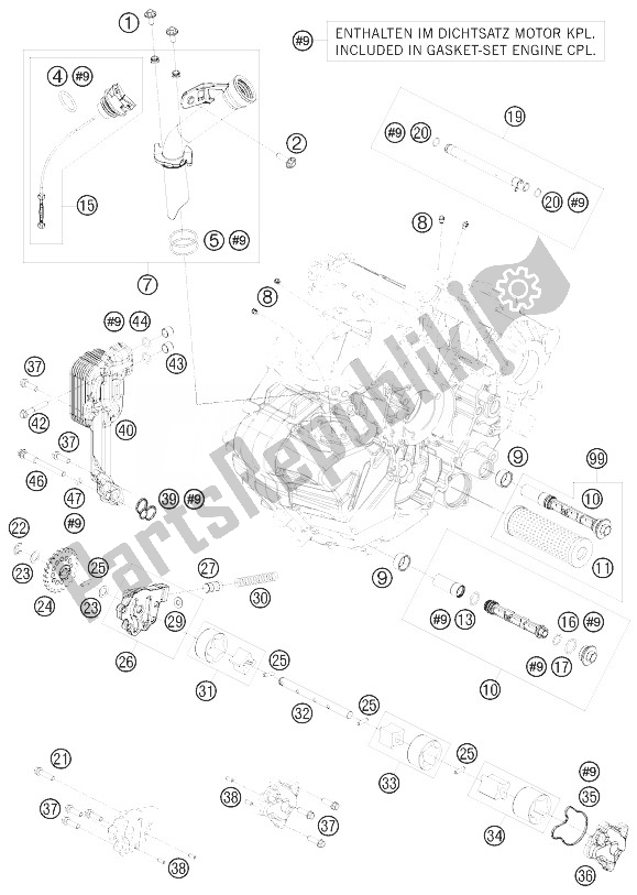 Tutte le parti per il Sistema Di Lubrificazione del KTM 1190 RC8 Orange Europe 2010