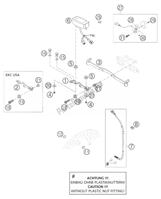 Tutte le parti per il Tachimetro M. A. E. 125-300 del KTM 125 EXC Europe 2004