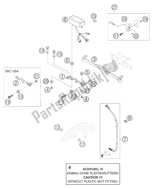 Todas las partes para Velocímetro M. A. E. 125-300 de KTM 200 EXC USA 2004