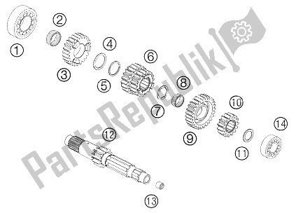 All parts for the Transmission I - Main Shaft of the KTM 990 Superduke Titanium Australia United Kingdom 2006