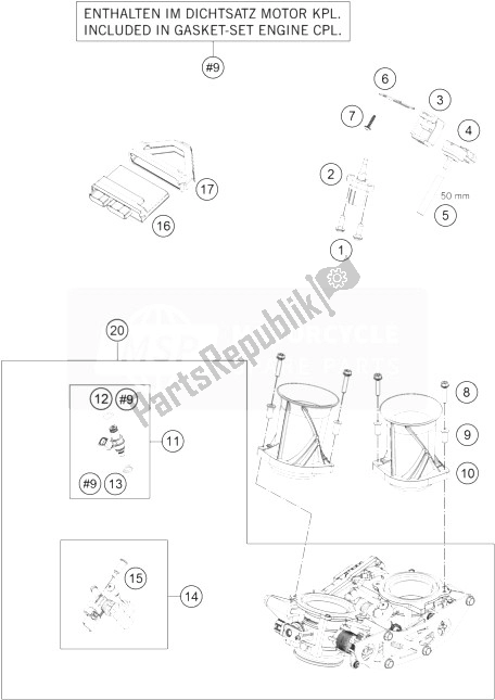 Tutte le parti per il Corpo Farfallato del KTM 1290 Superduke R Black ABS 14 Europe 2014