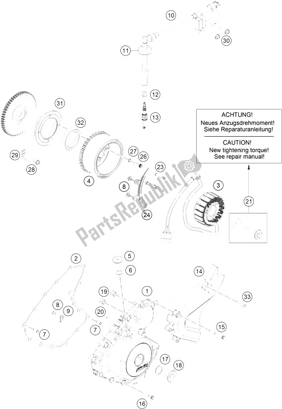 All parts for the Ignition System of the KTM RC 390 White ABS B D 15 USA 2015