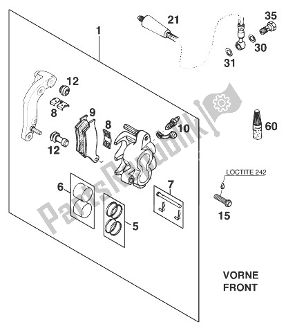 Tutte le parti per il Pinza Freno Anteriore Brembo Sc '99 del KTM 620 SUP Comp 20 KW Europe 1999