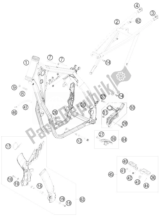 All parts for the Frame of the KTM 450 XC W South Africa 2010