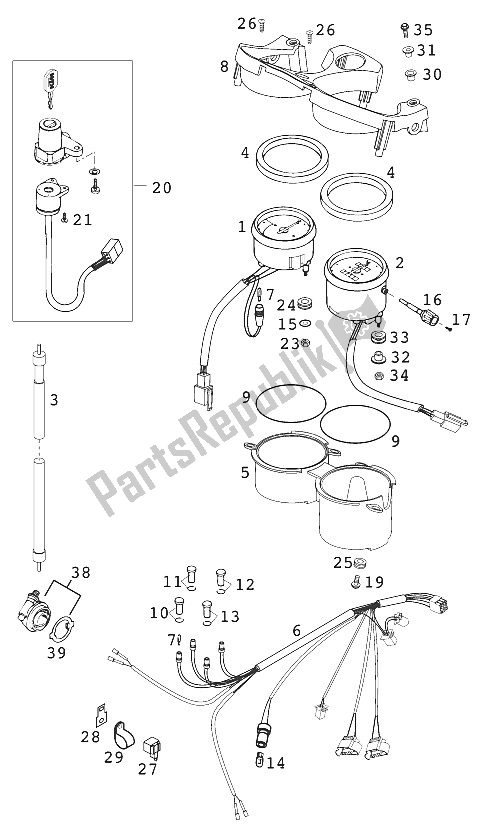 All parts for the Speedometer - Rpm Meter Duke of the KTM 640 Duke II Europe 2000