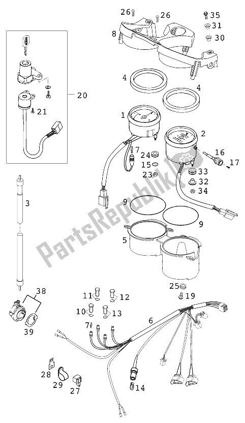 All parts for the Speedometer - Rpm Meter Duke of the KTM 640 Duke II Lime Europe 2000