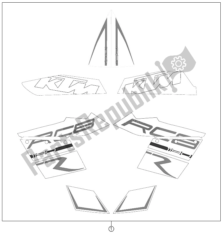 Alle onderdelen voor de Sticker van de KTM 1190 RC8 R White USA 2011