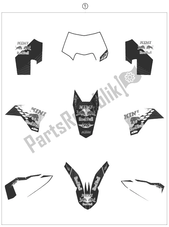 All parts for the Decal of the KTM 250 EXC F Champion Edit Europe 2010