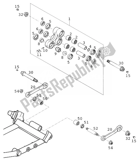 Tutte le parti per il Bilanciere Pro Lever Lc4 '97 del KTM 400 RXC E USA 1998