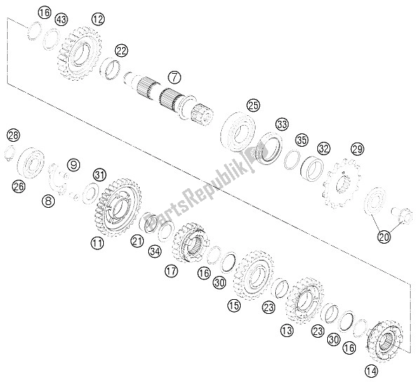 All parts for the Transmission Ii - Countershaft of the KTM 350 XC F USA 2015