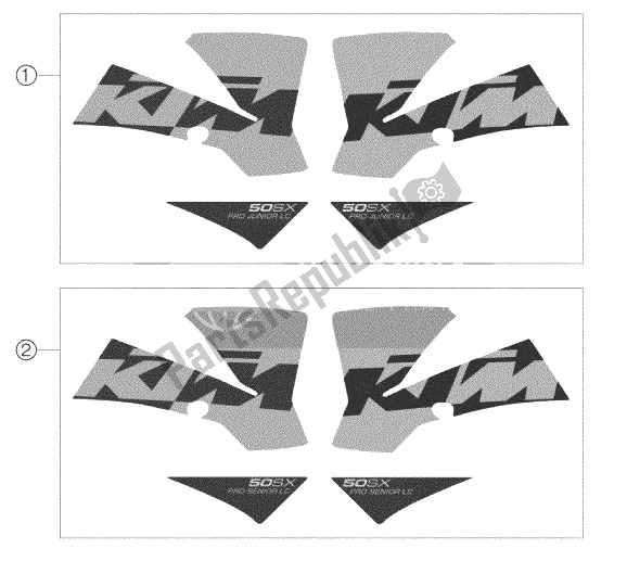 All parts for the Decal 50 Lc of the KTM 50 SX PRO Junior LC Europe 2003