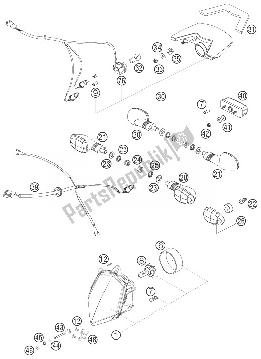 All parts for the Lighting System of the KTM 950 Supermoto R Europe 2007