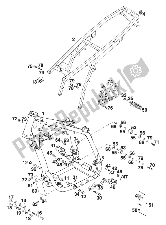 All parts for the Frame , Duke '94 of the KTM 620 Duke 37 KW 94 Europe 1994