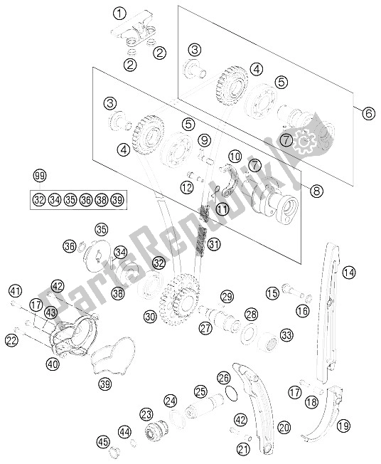 All parts for the Timing Drive of the KTM 250 XC F USA 2012