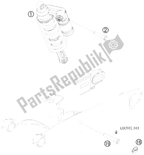 All parts for the Shock Absorber of the KTM 990 Supermoto R France 2009