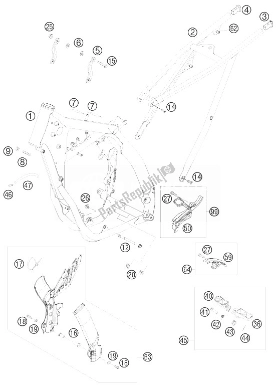 Todas las partes para Marco de KTM 450 SX F USA 2010