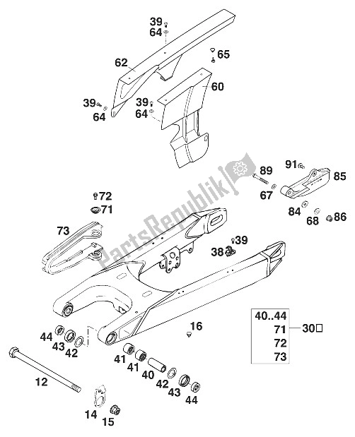 All parts for the Schwingarm 640 Adventure 2000 of the KTM 640 Adventure R USA 2000