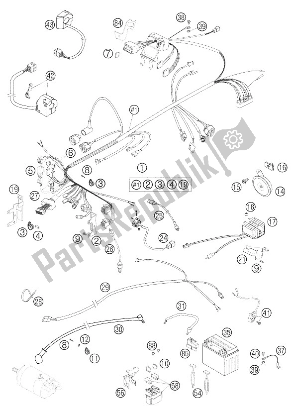 All parts for the Wiring Harness of the KTM 640 LC4 Supermoto Black 06 Europe 2006