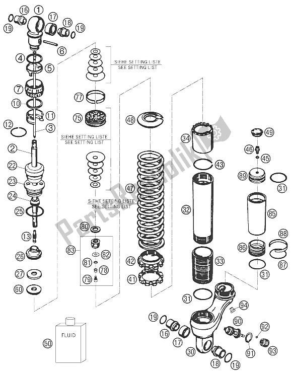 All parts for the Monoshock Disassembled of the KTM 65 SX Europe 6001H6 2008