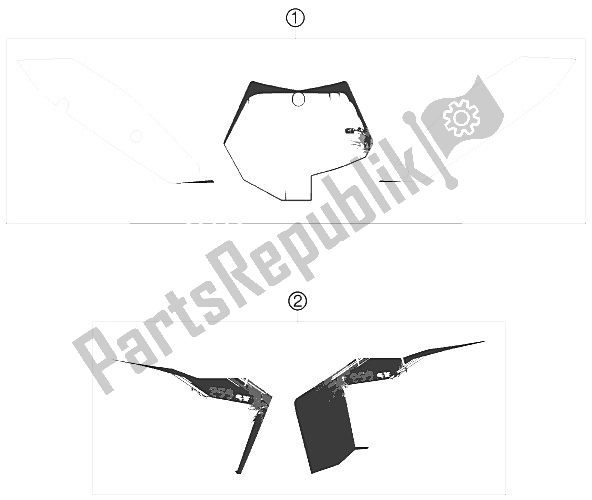 All parts for the Decal of the KTM 250 SX Europe 2009