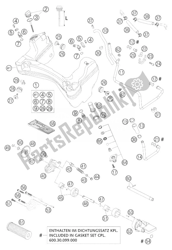 Todas las partes para Sistema De Lubricación Lc8 de KTM 950 Adventure Black LOW Australia United Kingdom 2004