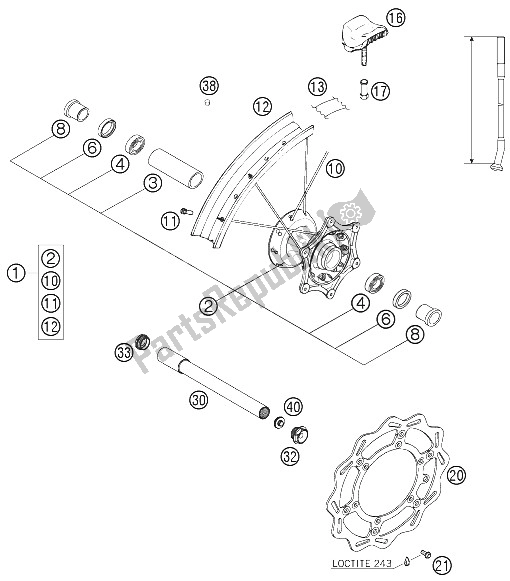 Todas las partes para Rueda Delantera de KTM 125 SXS Europe 2006