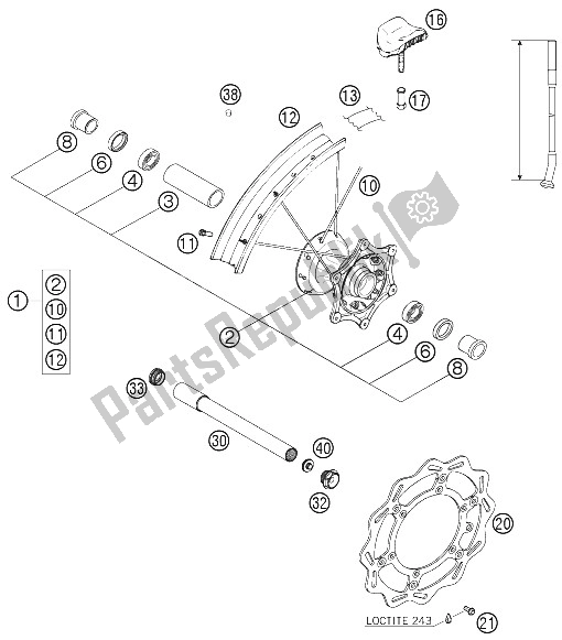 Tutte le parti per il Ruota Anteriore del KTM 250 SXS Europe 2006