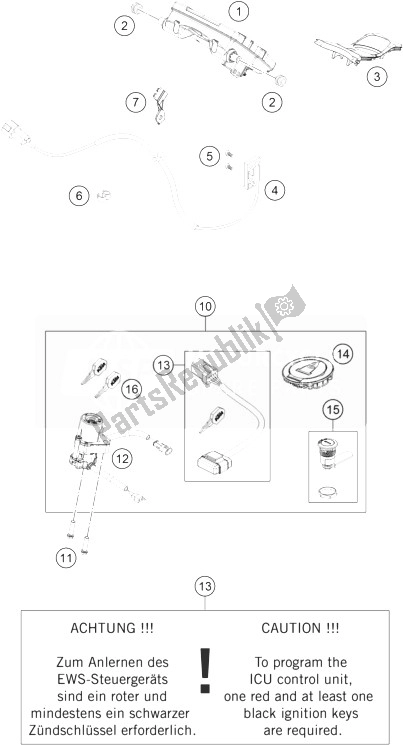 Todas las partes para Instrumentos / Sistema De Bloqueo de KTM 1190 RC8 White Australia 2010