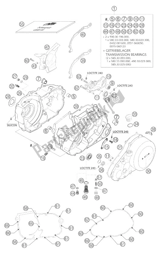 Tutte le parti per il Cofano Motore 625 del KTM 625 SMC Australia United Kingdom 2004