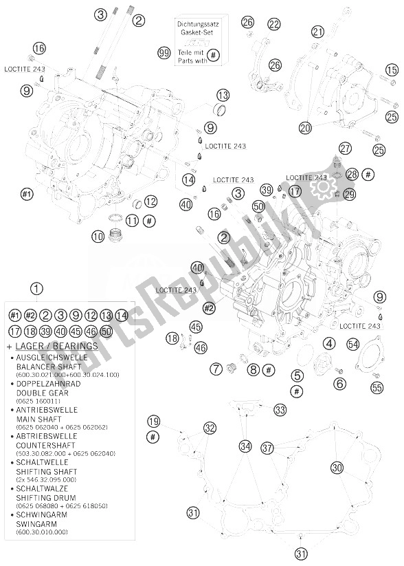 Todas as partes de Caixa Do Motor do KTM 990 Supermoto R Australia United Kingdom 2010