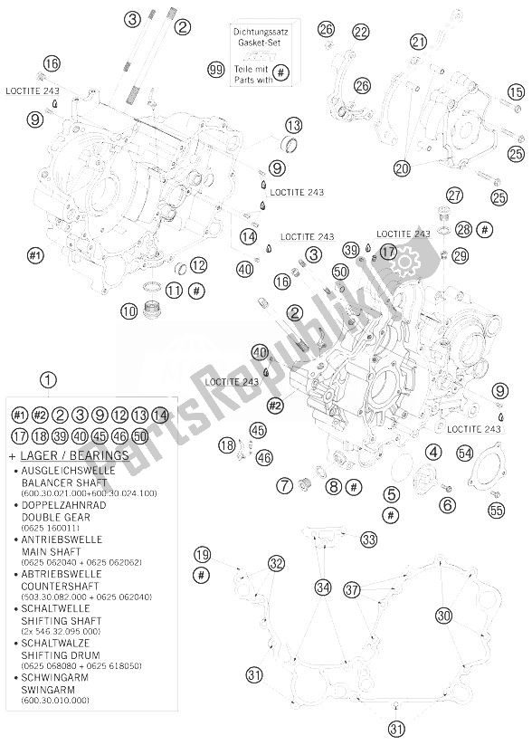 All parts for the Engine Case of the KTM 990 Supermoto T LIM Edit 10 Europe 2010